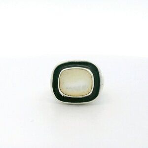 ESPO Sterling Pearl Black Inlay Ring - Size 6.75
